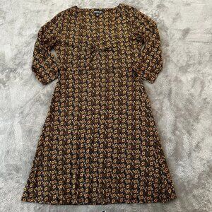Toad & Co Rosalinda Dress MEDIUM Brown Outdoor Athleisure Hiking Floral